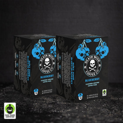 Death Wish Coffee Blueberry Flavored Single-Serve Pods - 20 Count.