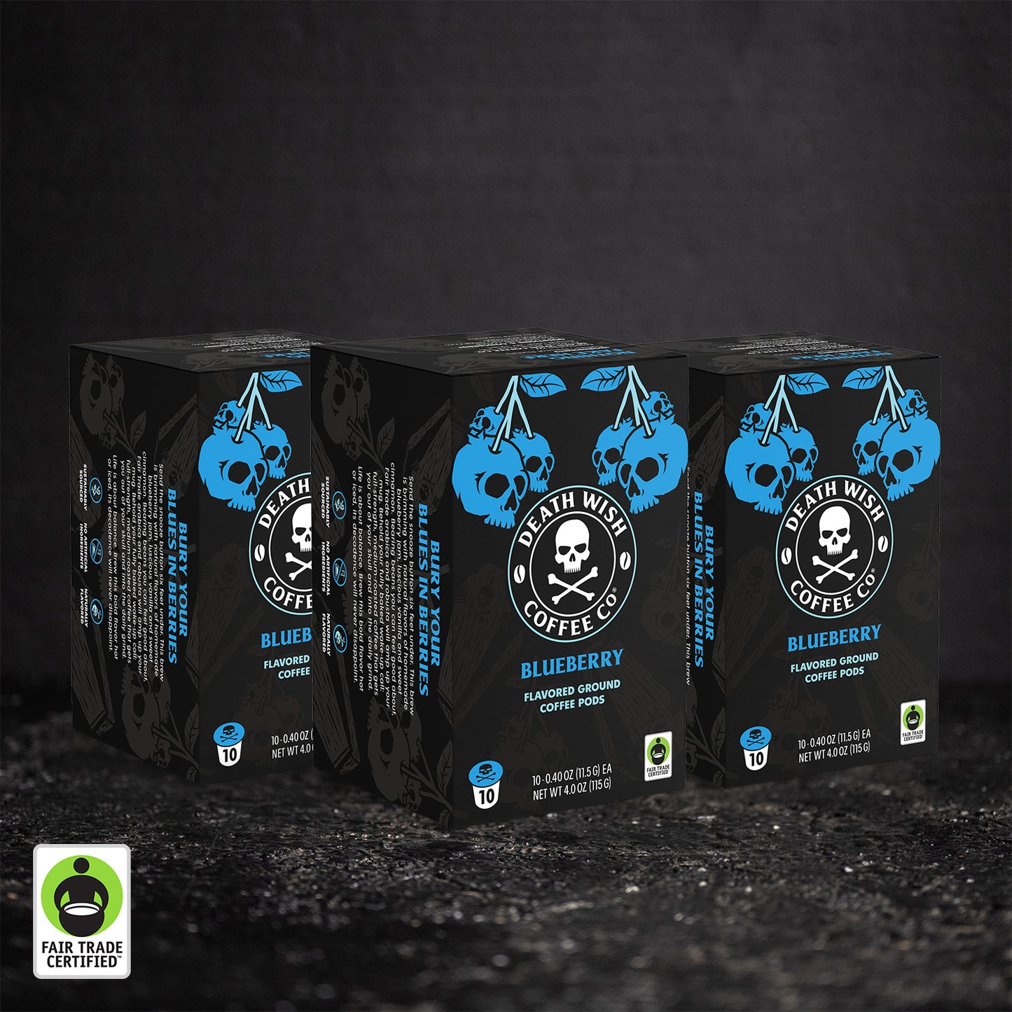 Death Wish Coffee Blueberry Flavored Single-Serve Pods - 30 Count.