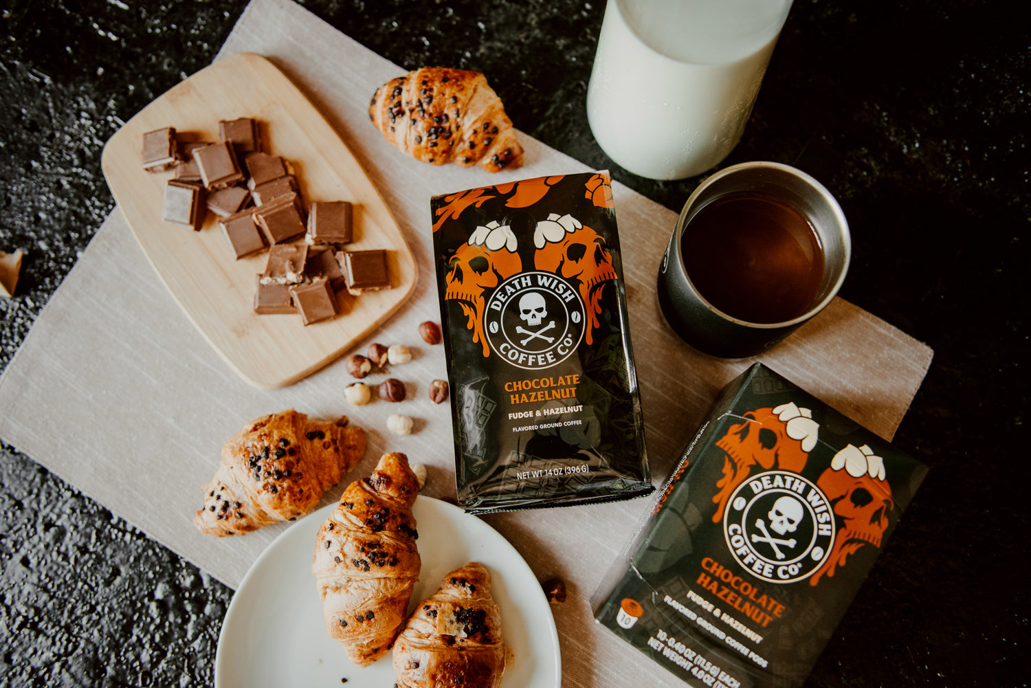 Chocolate Hazelnut Death Wish Coffee.