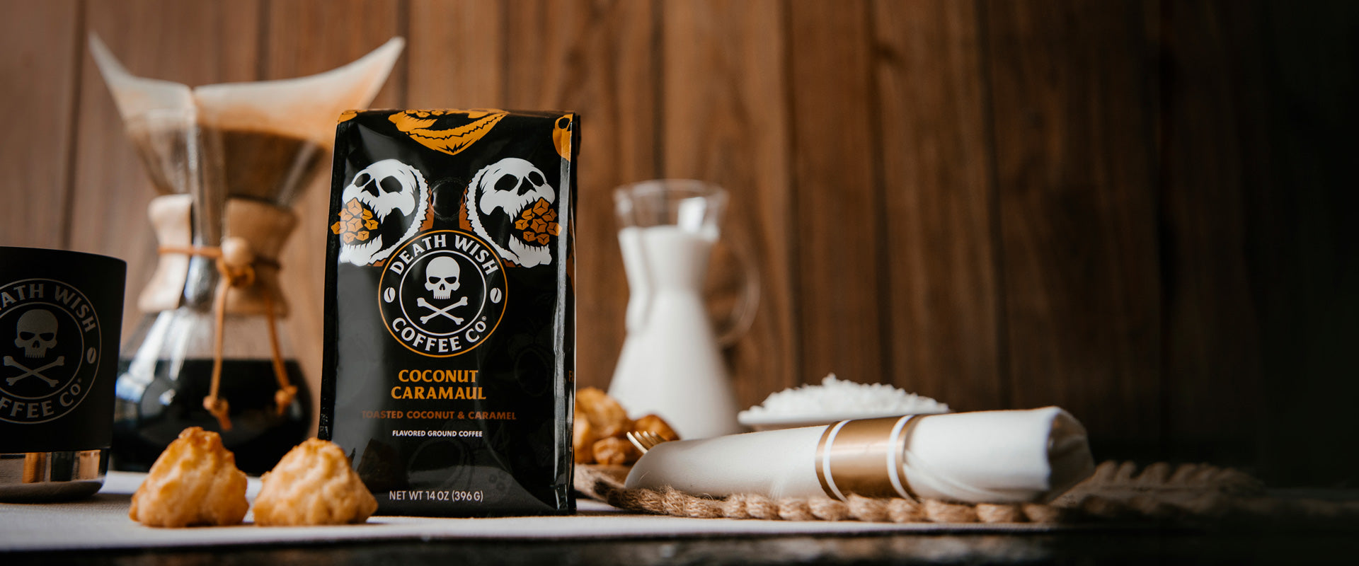 Coconut Caramaul Flavored Coffee - Available Exclusively at deathwishcoffee.mom