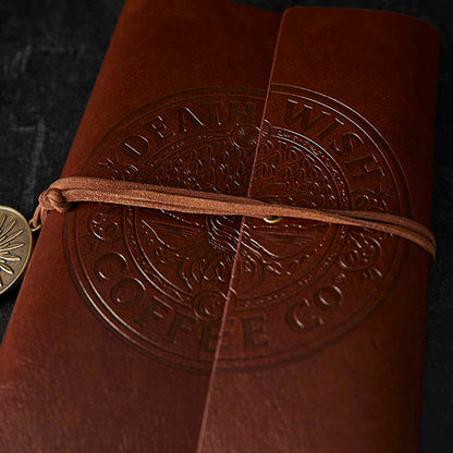 A close up of the front of the Death Wish Coffee Tree of Life Journal.