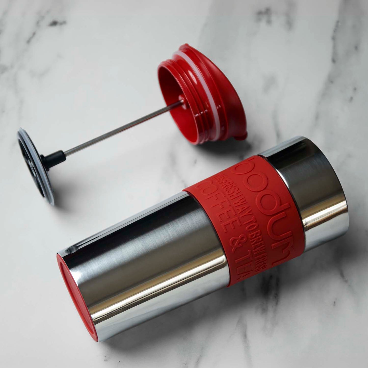 The Bodum Portable French Press and its associated parts.