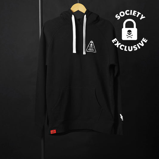 The front of the Death Wish Coffee Signature Society of Strong Coffee Hoodie.