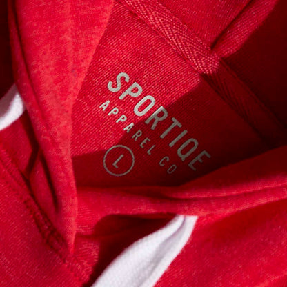 The inner neck label of the Death Wish Coffee Stolen Heart Hoodie.