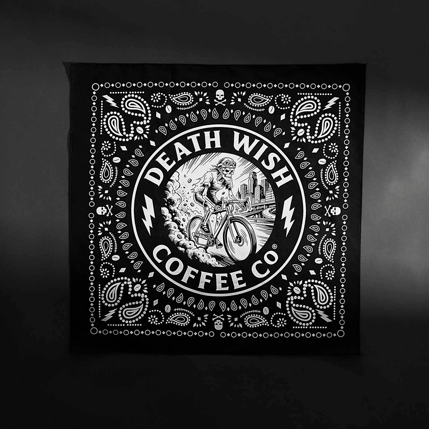 The Death Wish Coffee Ride or Die Bandana.