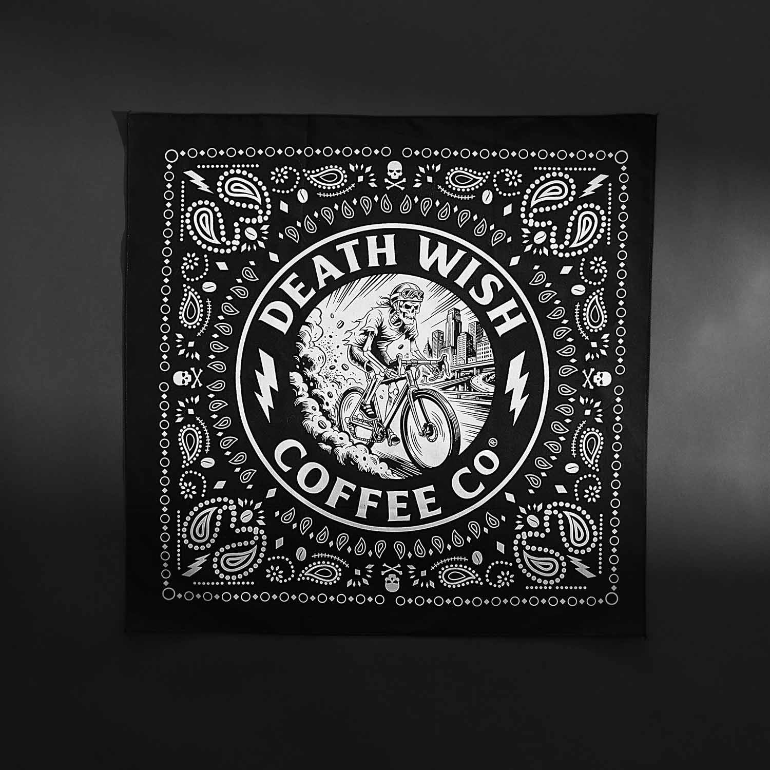 The Death Wish Coffee Ride or Die Bandana.