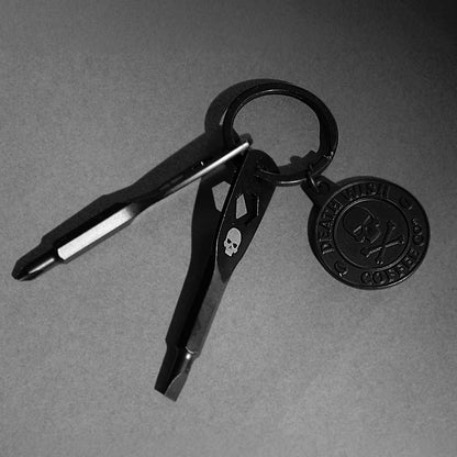 A detail photo of the Death Wish Coffee Roadside Revival Keyring.