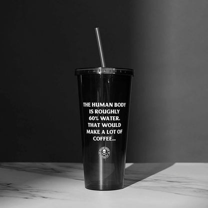 The front of the Death Wish Coffee Human Body Tumbler.
