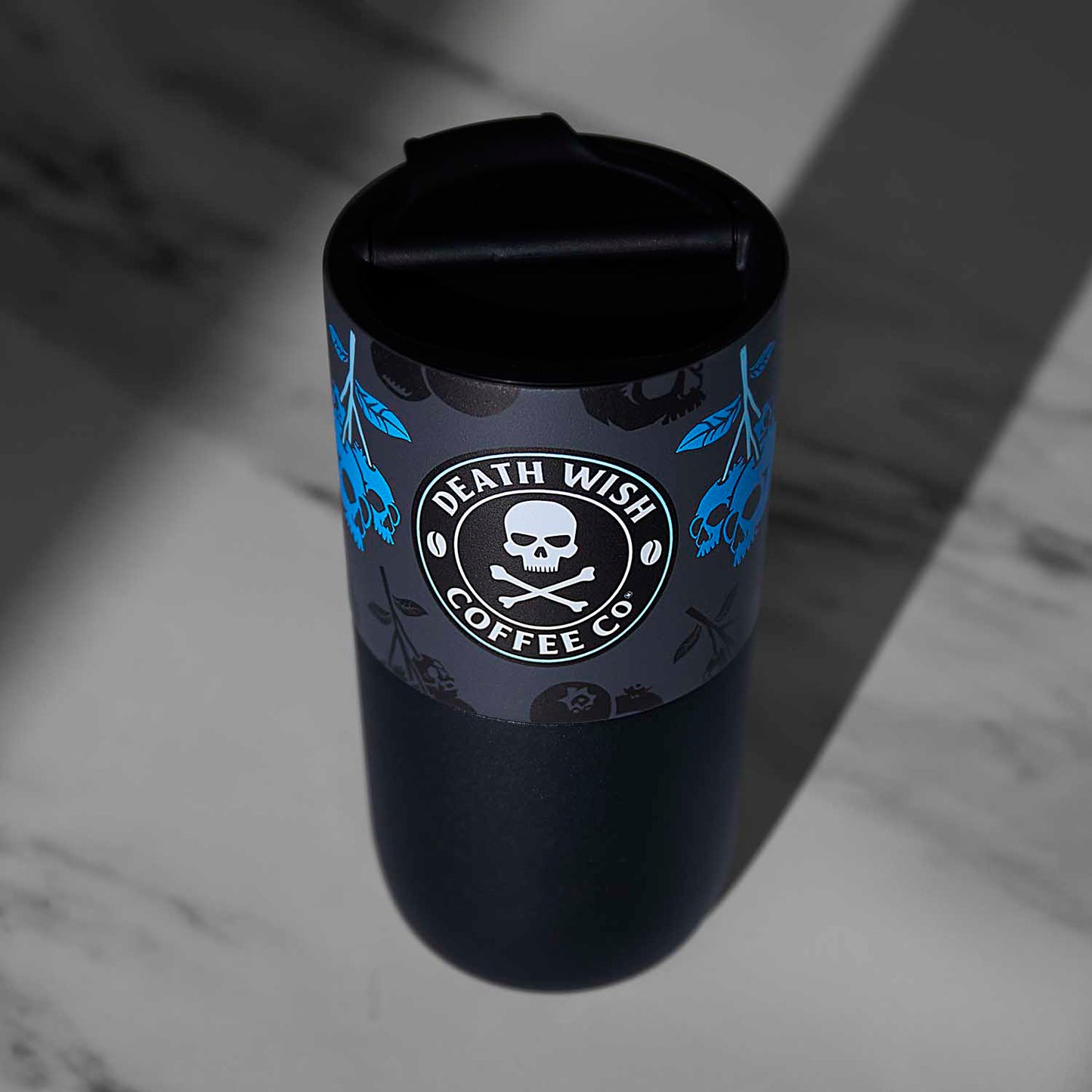 A top down view of the Death Wish Coffee Blueberry Klean Kanteen (16oz).