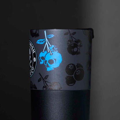 A detail shot of the side of the Death Wish Coffee Blueberry Klean Kanteen (16oz).
