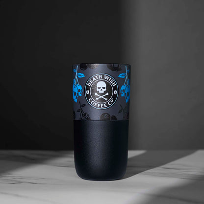 The front of the Death Wish Coffee Blueberry Klean Kanteen (16oz).