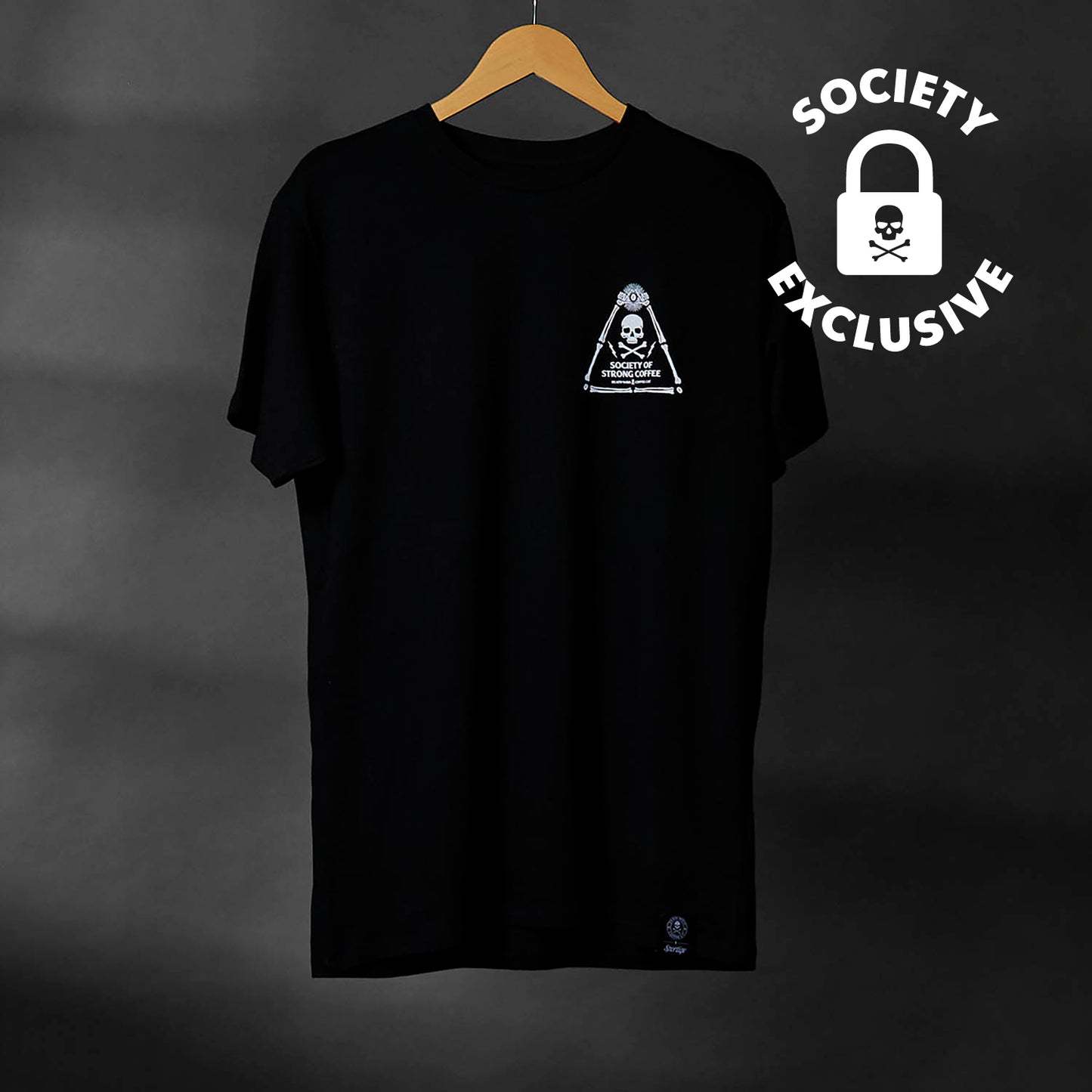 The front of the Death Wish Coffee Society Insignia Tee.