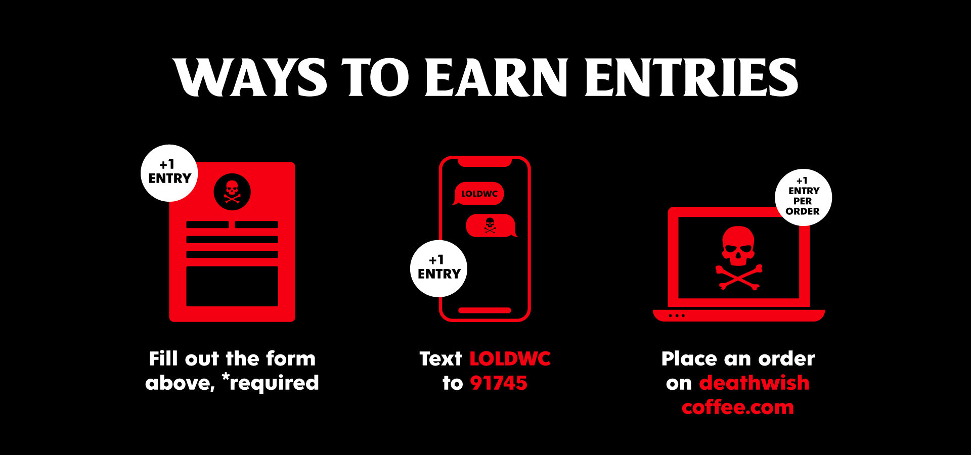 How to earn entries into the Death Wish Coffee New York Comedy Festival Giveaway