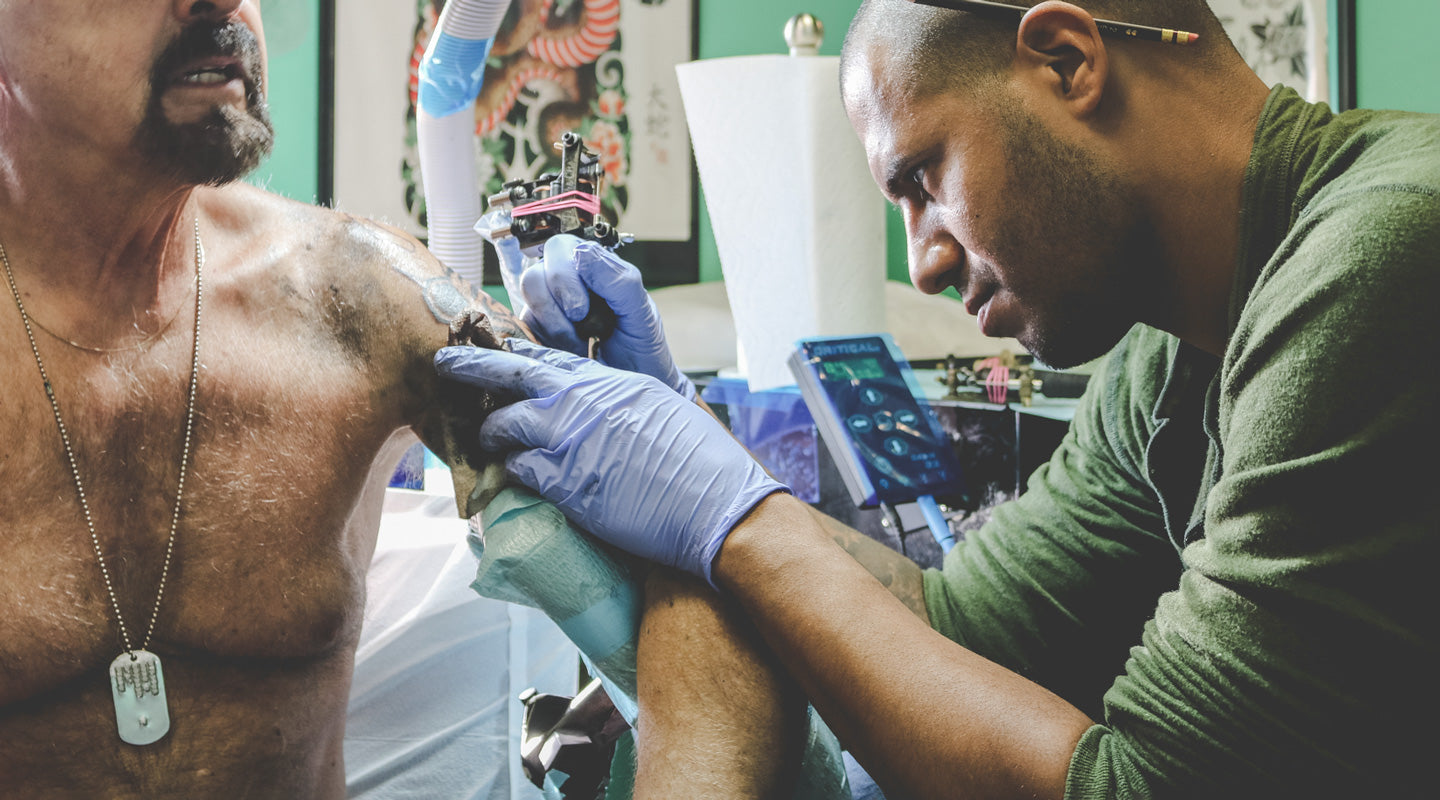 Load video: Why Peter and Melanie Clarke are the perfect tattoo couple.